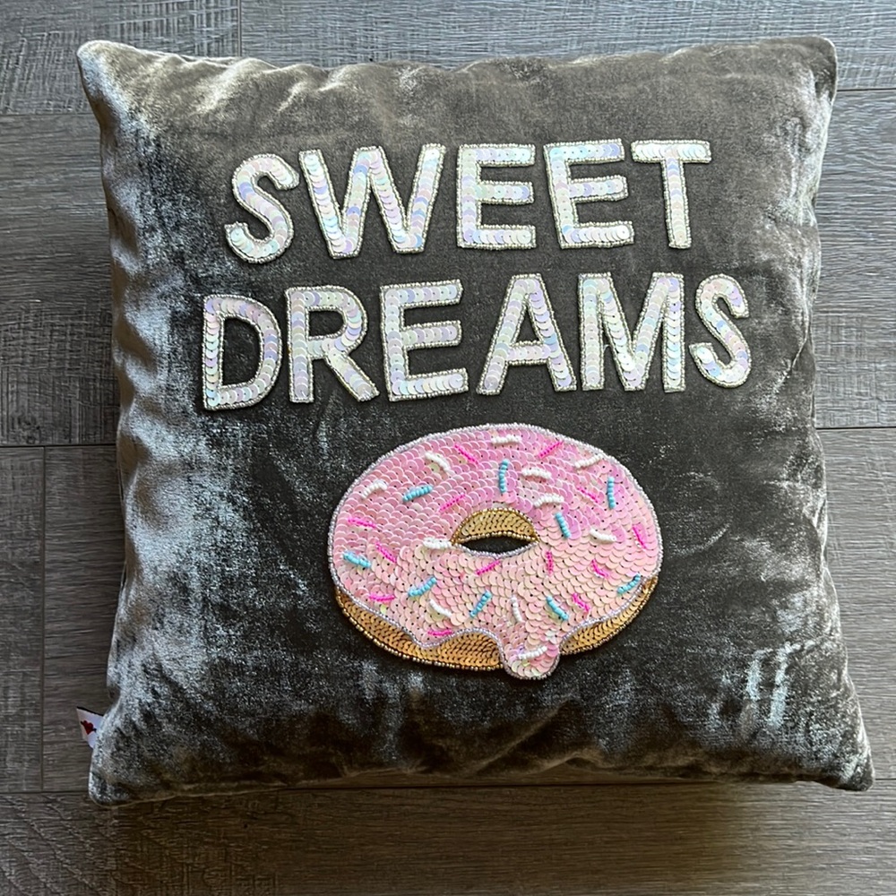 EUC Bow & Drape Embellished Velvet Pillow